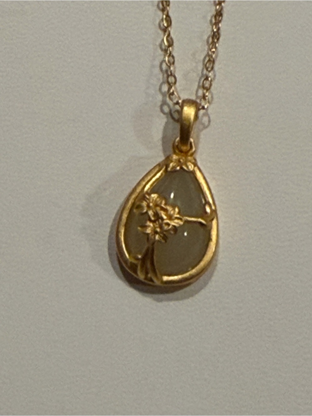 S925 Gold-Plated Sterling Silver White Jade Tree Necklace